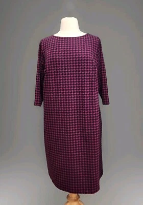 Jessica London Black violet Houndstooth 3/4 Sleeve Sheath Dress Modest Size 22W  - Image 1 of 4