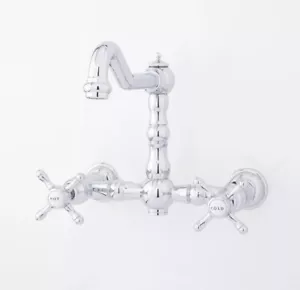 Grifo de cocina de montaje en pared Signature Hardware con manijas cruzadas nb-391cU A2 - Imagen 1 de 3
