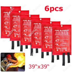 6pcs Large Fire Blanket Fireproof For Home Kitchen Caravan Emergency Safety - Picture 1 of 14