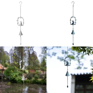 Vintage Style Rabbit Wind Chime Garden Decor Cute Creative Metal Hanging - Picture 1 of 15