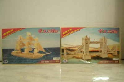 Wooden Toy European Sailing Boat / Tower Bridge 3D Puzzles Brand New - Image 1 of 4