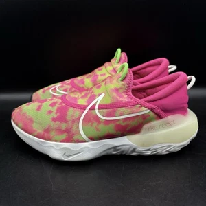 Nike React Flow Zapatos Niñas Talla 2.5 Rosa Verde Sin Cordones Comodidad DD3723 600 - Imagen 1 de 10