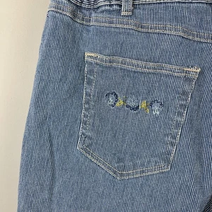 Vintage Sag Harbor Sport Denim Jeans Womens 14 Blue Stripe Embroidered Pockets - Picture 1 of 8