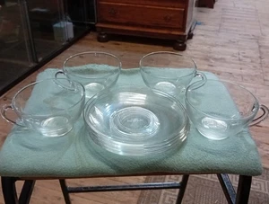 Glcoloc France Coffee Cups And Suacers Clear X 4 Retro  - Picture 1 of 4