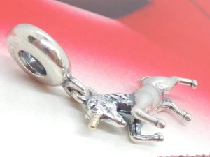 Pandora Silver & Gold UNICORN Two tone Dangle horse 791200 925 ALE G585 - Picture 1 of 12