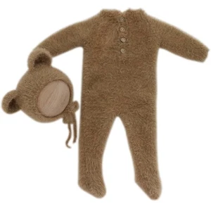 Costume da orsacchiotto neonato vestito fotografico ragazzo neonato bambino marrone - Foto 1 di 7