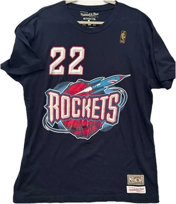 Camiseta Vintage Mitchell NessRockets Clyde Drexler #22 Azul Marinho Grande  - Imagem 1 de 4