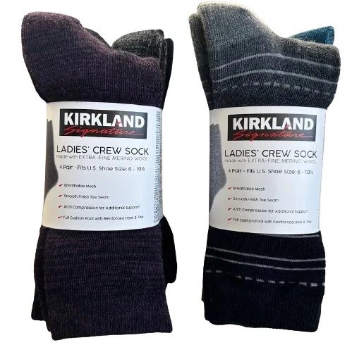 Paquete de 6 calcetines Kirkland extra finos de mezcla de lana merino para mujer y mujer | Foto 1 de 3