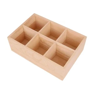 Wooden Pen Holder 6 Compartment Art Marker Organizer for Desk Home Classroom - Picture 1 of 6