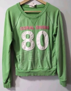 Vintage VS Victorias Secret Pink Lightweight Sweatshirt Green Coral Diving Y2K M - Picture 1 of 5