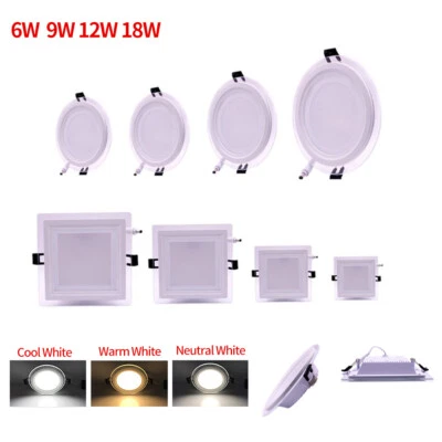 1/10x Dimmable 6W 9W 12W 18W LED Recessed Ceiling Panel Light Round / Square LTW - Image 1 of 4