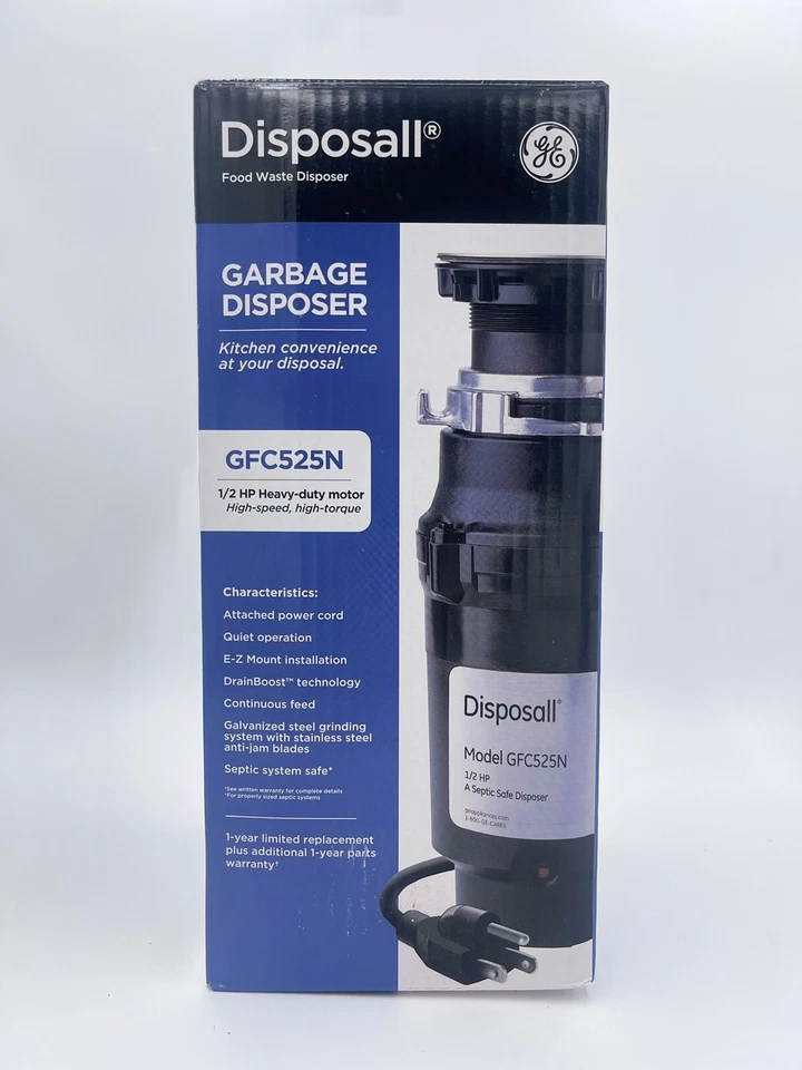 GE 1/2 Horsepower Continuous Feed Garbage Disposer Corded Disposall GFC525N 🇺🇸 - Image 1 of 4