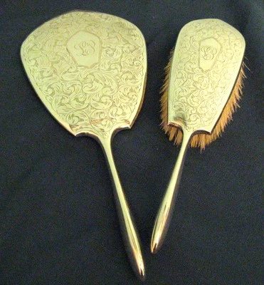 Antique Roden Bros/Birks 925 Sterling Silver Vanity Dresser Mirror Brush Set Foto 1 de 3