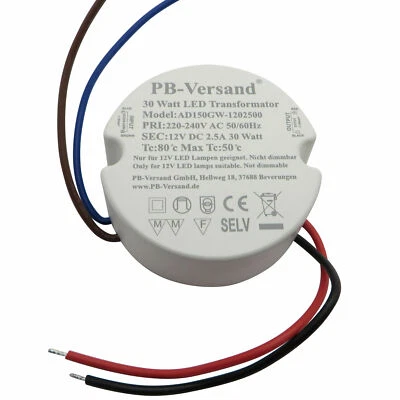 Runder 12V DC 30 Watt LED Trafo rund Lampen Transformator Netzteil driver - Bild 1 von 4