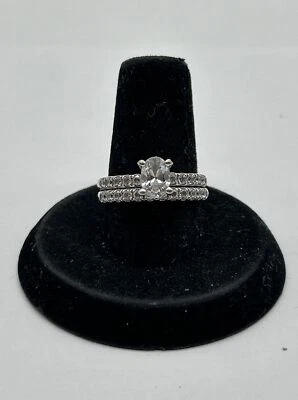 Juego de boda 14K JH John Hardy, oro blanco con zafiros blancos 3,59 g Foto 1 de 4