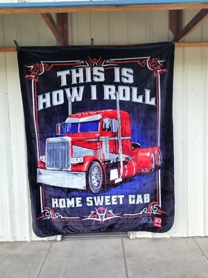 MANTA SEMI CAMIÓN ASÍ ES COMO ROLLO CASA CABINA DULCE CAMIONERO TAMAÑO QUEEN Foto 1 de 2