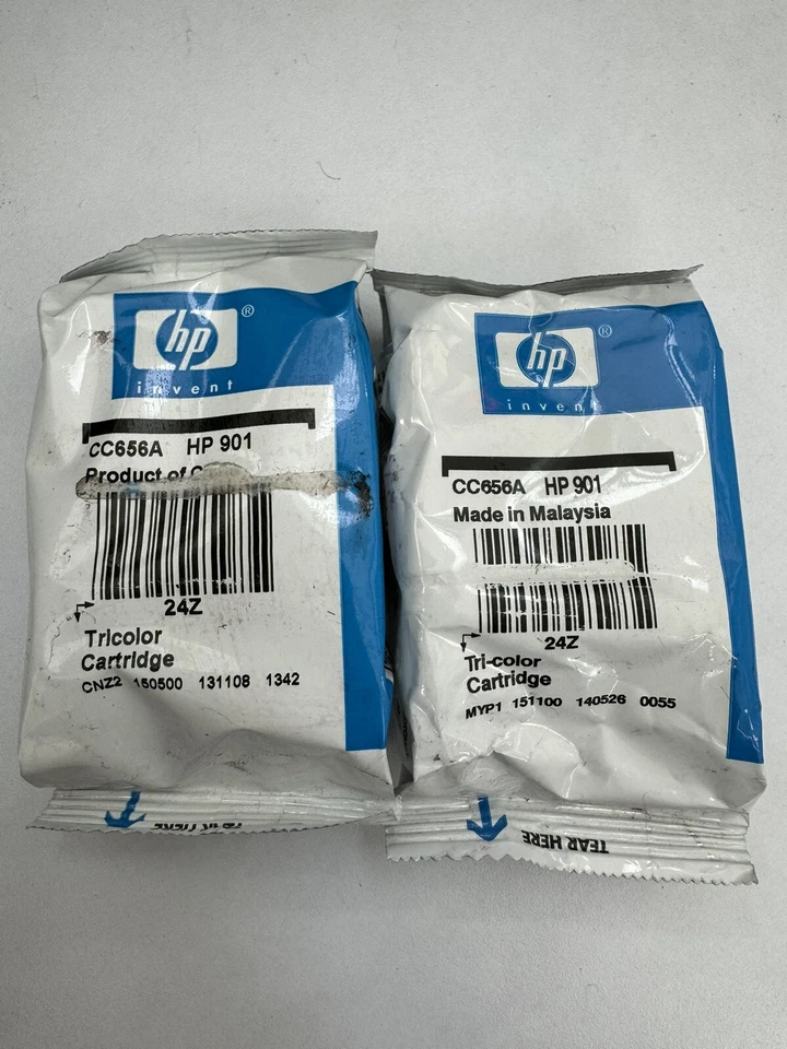 2 pack OEM HP 901 color Ink CC656A Combo In sealed Bag Twin Two lot EXP 15+ - Image 1 of 1