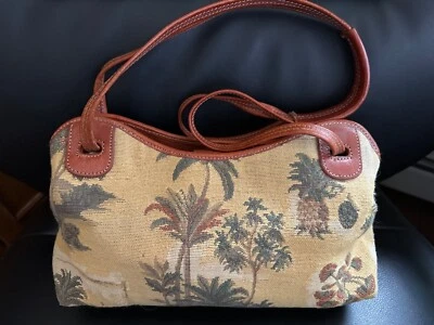 Tommy Bahama Purse - Leather Straps - Snap Closure - Tropical Print - Zip Pouch! - Image 1 of 4