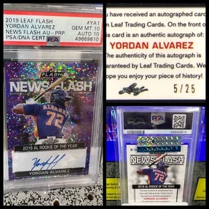 2019 Leaf Flash Yordan Alvarez Purple Auto #YA1 Graded PSA DNA 10 GEM MT /25 - Picture 1 of 7