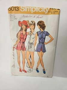 Simplicity 5013 Size 12 Tennis Dress, Dress, Short Shorts Uncut 1972 - Picture 1 of 2