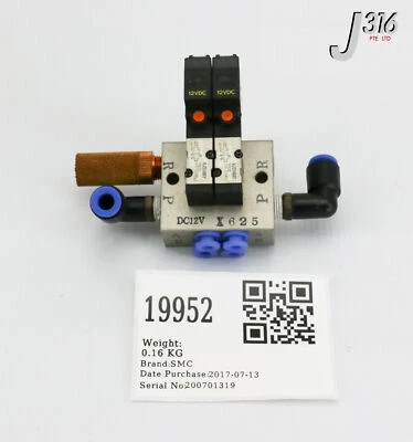 19952 SMC 4 Schlitze Pneumatisch Manifold Assy W/ 2X Solenoid Ventile VJ314MY - Bild 1 von 4
