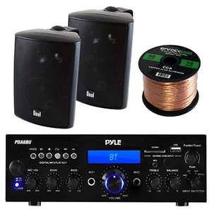 Receptor Estéreo PPDA6BU FM USB 200W, 4" Doble Caja Negra 100W Altavoces y Cableado - Imagen 1 de 6