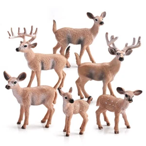 Weihnachten Wald Elch Rentiere weiß geschänzt Hirsche Spielhaus Spielzeug Ornamente 6 Stck. - Bild 1 von 5