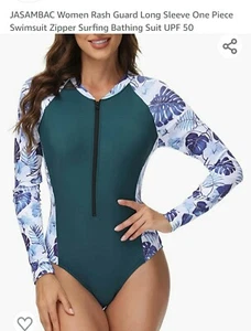 Women Rash Guard Long Sleeve One Piece Swimsuit Zipper Surfing Bathing Suit XXL - Picture 1 of 7