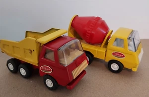 Vintage Tonka Lot of 2 Die Cast Metal Vehicles Cement Mixer  & Dump Truck 5 in - Picture 1 of 7