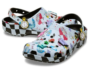 CROCS Disney Alice in Wonderland Print Classic Clog 211192 w/ Jibbitz Multi Size - Picture 1 of 5
