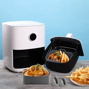2Pcs Air Fryer Silicone Pot Baskets Liners Non-Stick Safe Oven Baking Tray Mats - Picture 1 of 12