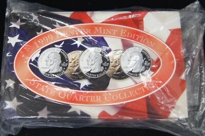 FACTORY SEALED SET OF 4 1999 State Quarters Denver/Philadelphia/Platinum/Gold  - Image 1 of 3