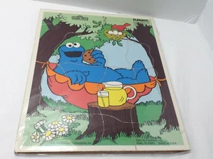 Rompecabezas de colección Playskool Cookie Monster 9 piezas bandeja de madera calle sésamo #315-29 - Imagen 1 de 3