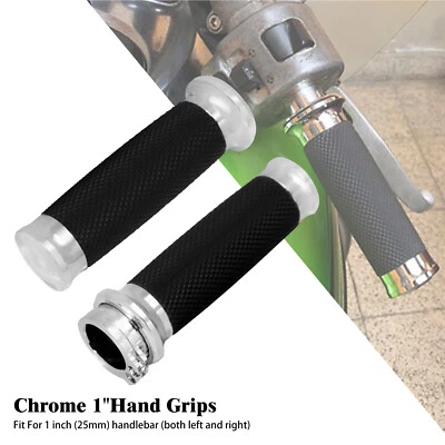 Manillar de empuñaduras cromadas de 1" para Harley Touring Sportster Softail Dyna Foto 1 de 4