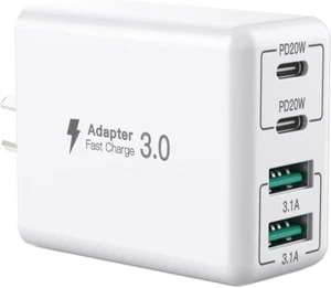 USB C Wall Charger, 40W 4-Port USB C Charger Block Fast Charging Block Dual Port - Picture 1 of 7
