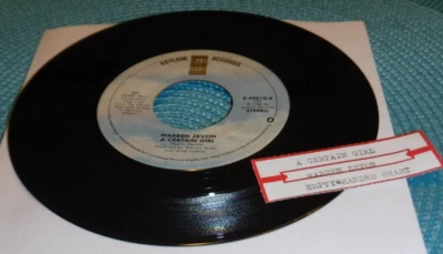 Warren Zevon 45RPM Single A Certain Girl / Empty-Handed Heart + juke box strip - Image 1 of 2