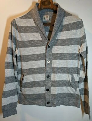 Howe Clothing Long Sleeve Striped Button-Up White Grey Sweater Men's Size Medium - Image 1 of 4