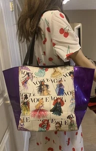 Top Notch Rare Disney Princess Vogue Purple Vinyl Tote Merida Aurora Pocahontas - Picture 1 of 8