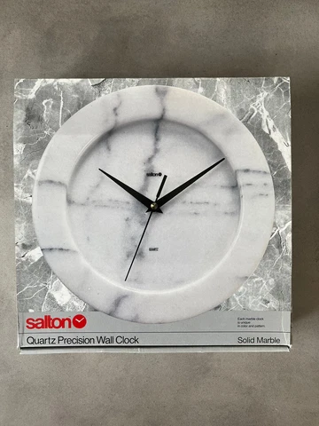 Salton Solid Marble Quartz Precision Wall Clock # ST-1630 Japan Movement W/ Box Cover