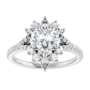 1 ct Heart Cut D-VVS1 Moissanite Wedding Engagement Ring S925 Sterling Silver - Picture 1 of 12