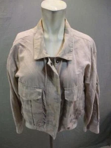 Hei Hei Size M Womens Brown Linen Cotton Zip/Snap Cropped Blazer Jacket 7Y529 - Picture 1 of 7