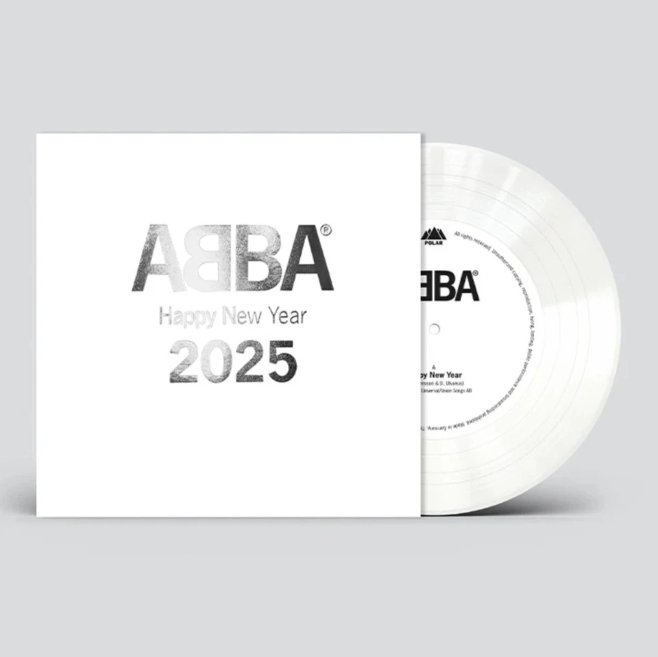 ABBA Happy New Year 2025 Limited Numbered White Vinyl 7" Single In Hand - Image 1 of 1
