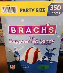 Caramelo de menta suave Brach's, 350 ct 61,7 oz 3,8 lb EXP 12/27 tamaño de fiesta caja fresca - Imagen 1 de 1