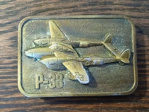P-38 US Military WWII Aircraft Plane Belt Buckle by Buckle Connection 1981 - Picture 1 of 3