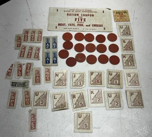 Lote de cupones de ración de Estados Unidos de 1940 de la Segunda Guerra Mundial estampillas monedas Segunda Guerra Mundial - Imagen 1 de 7
