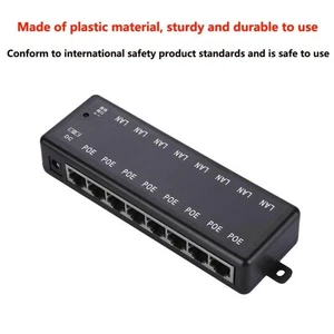 8 Port PoE Injector Switch DC12V to 48V Power over Ethernet Network Hub - Picture 1 of 12