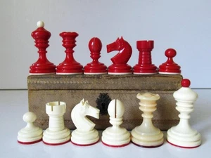 VINTAGE DANISH UNION "KNUBBEL" CHESS SET K 65mm AND OLD BOX NO BOARD - Picture 1 of 22