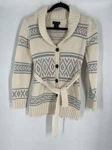 CYNTHIA ROWLEY women's button cardigan/sweater creme size M(10-12) fair isle - Picture 1 of 9