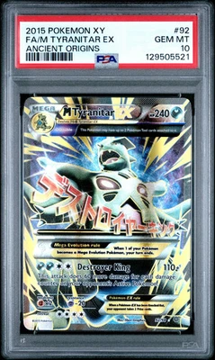 2015 Pokemon Xy Ancient Origins M Tyranitar EX #92 PSA 10 - Image 1 of 2
