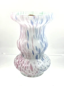 Vintage Murano Lavorazione Italienische Pastell Kunst Glas Vase Rosa Blau Grün Splatter - Bild 1 von 9